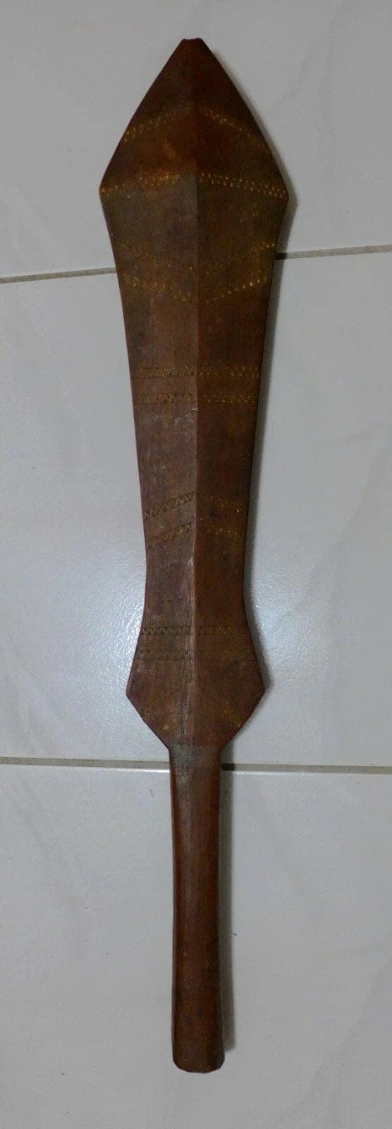 Antique Salomon Islands Tribal War Paddle Club - Massive photo 2