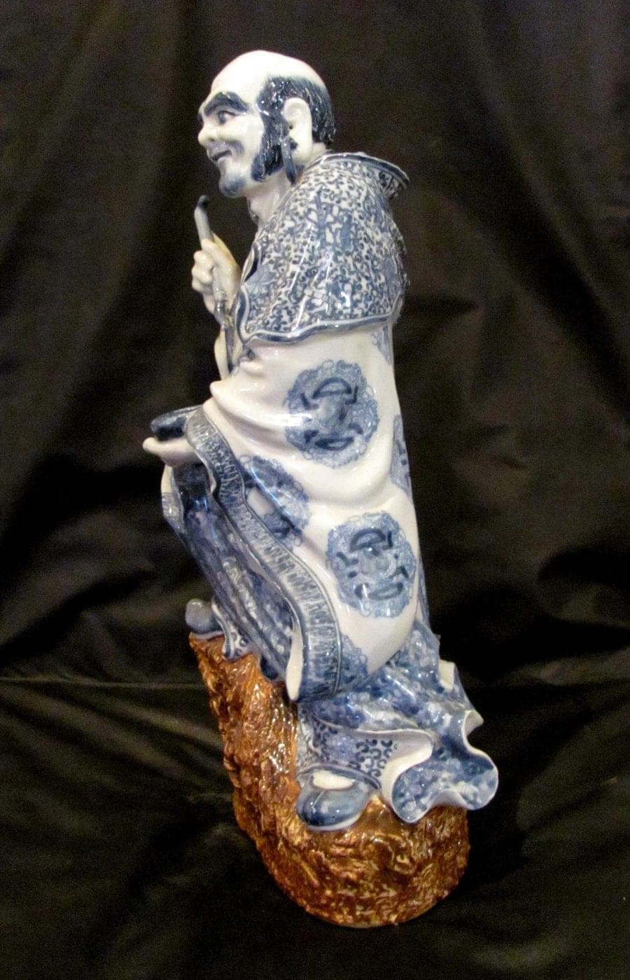 Chinese Blue and White Porcelain Figurine of a Louhan II- Large (19") photo 5