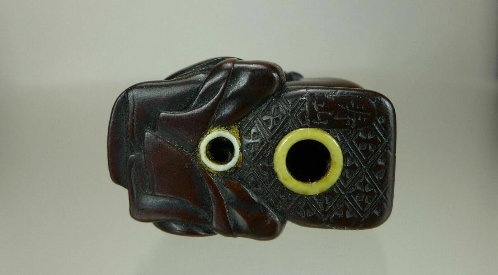KOMEI, ISHIKAWA, 19th C Japanese Boxwood Netsuke: TANUKI NO HARA TSUZUMI photo 6