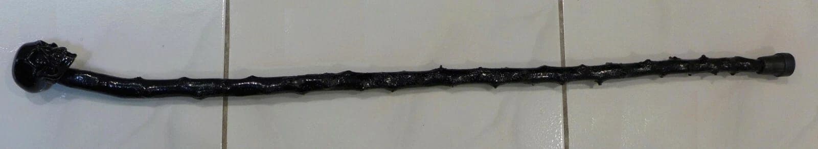 Black Skull Acrylic Resin Cast Handle Cane w/ Irish Blackthorn Shaft, 37 inches photo 8