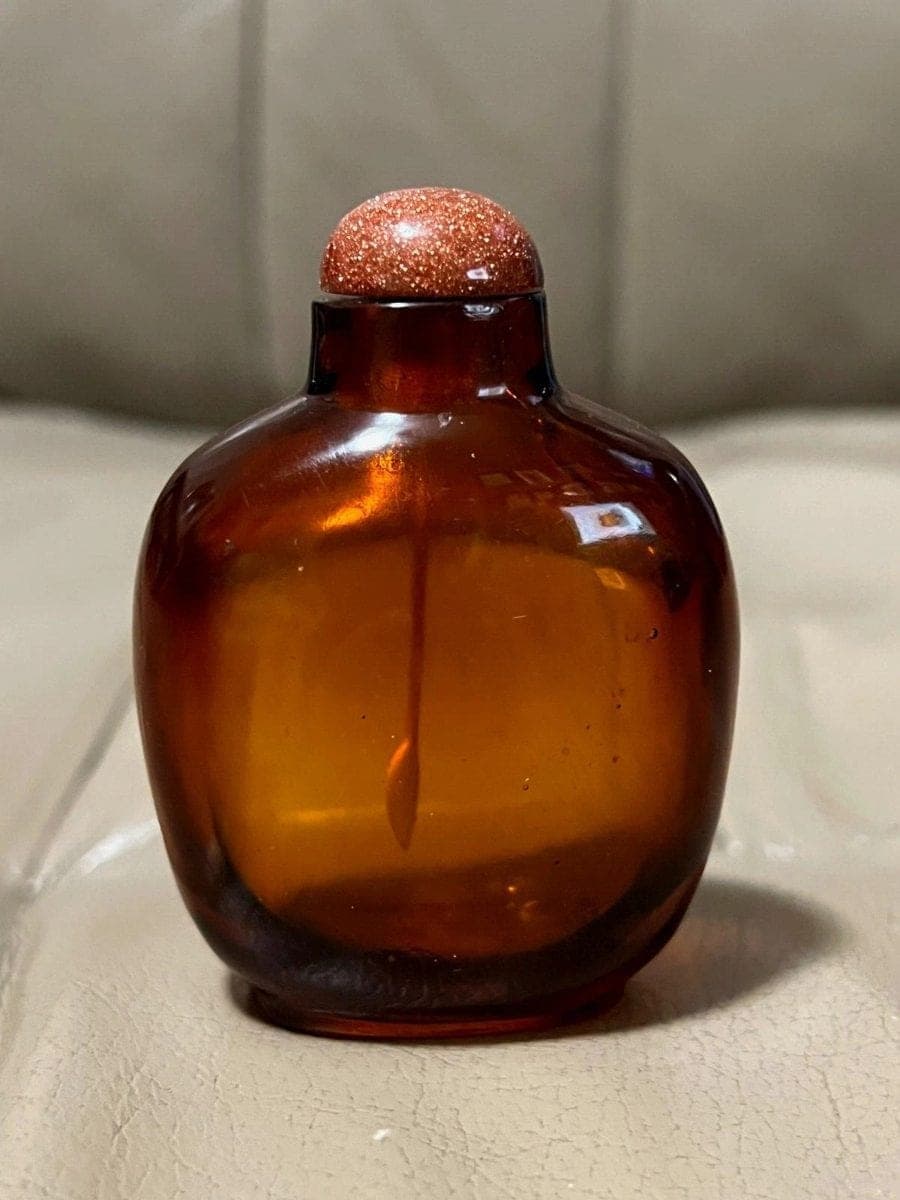 18th Century Amber Glass Snuff Bottle - B17 photo 2
