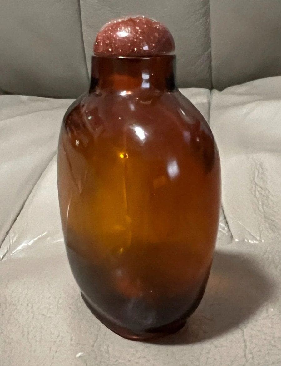 18th Century Amber Glass Snuff Bottle - B17 photo 3