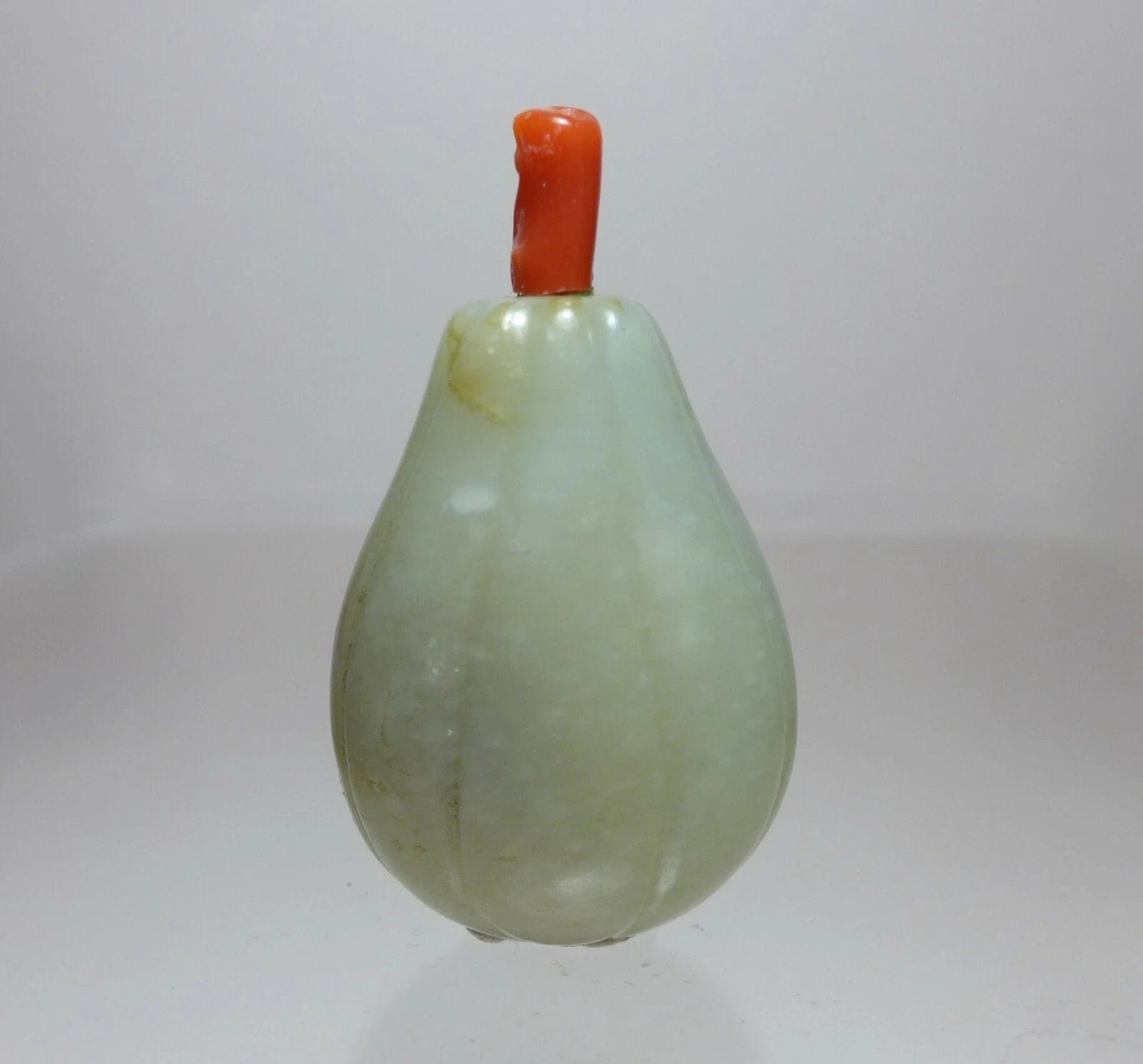 19th Century Carved Celadon Jade SNUFF BOTTLE, Lobed Gourd photo 2