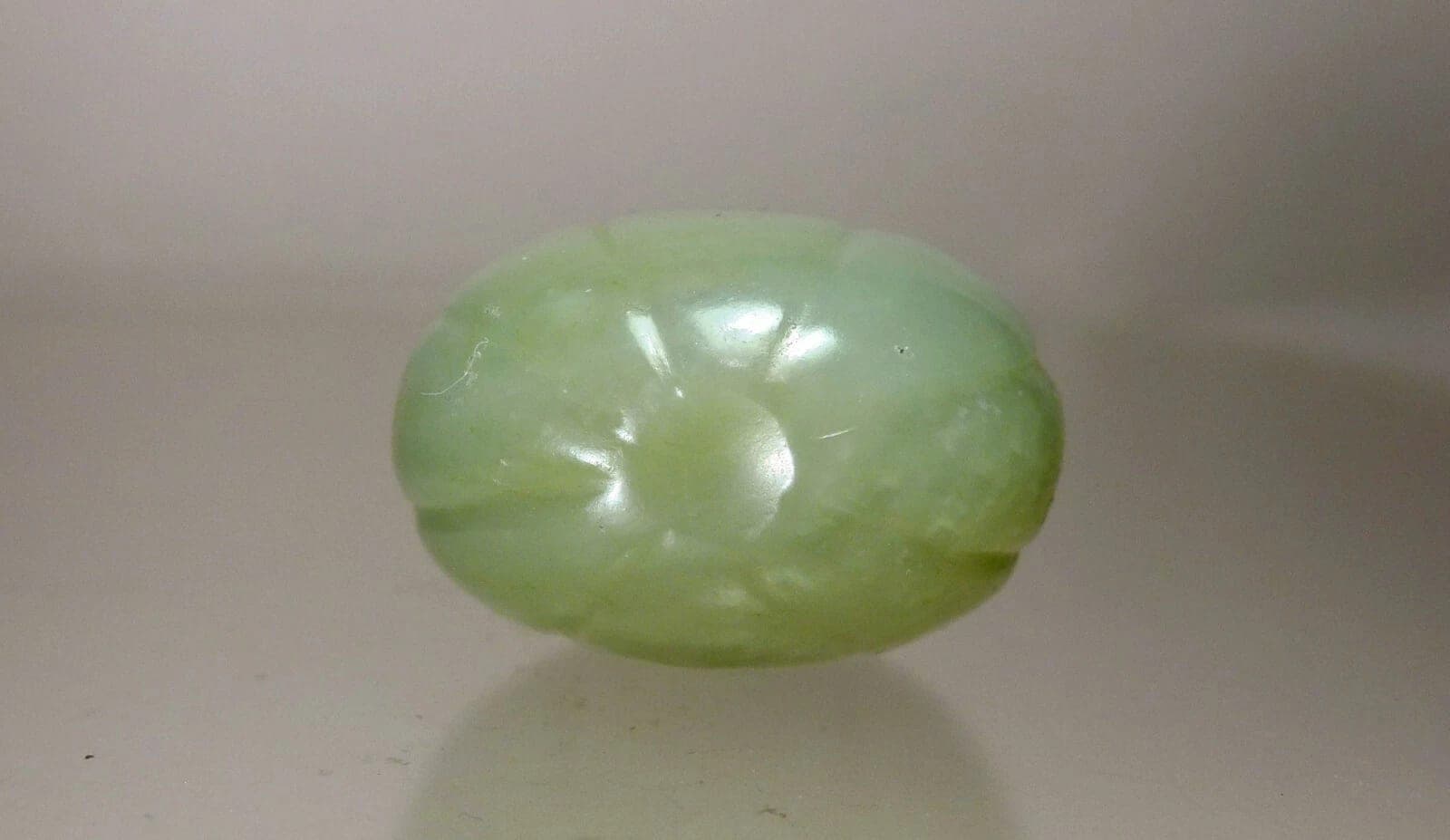 19th Century Carved Celadon Jade SNUFF BOTTLE, Lobed Gourd photo 6