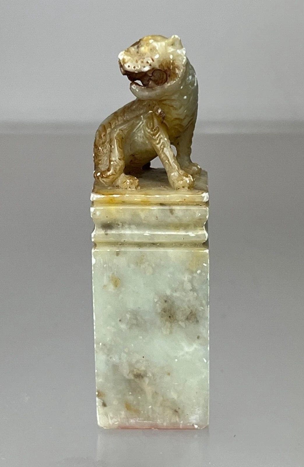 Chinese Carved Celadon  Jade Seal - Beast