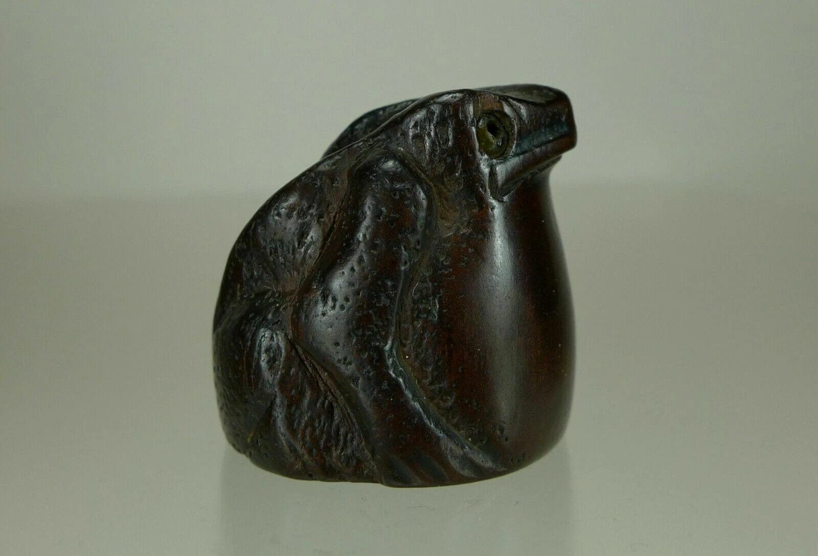 19th Century Japanese Iwami Ebony Netsuke:  Toad / Ashtray photo 3