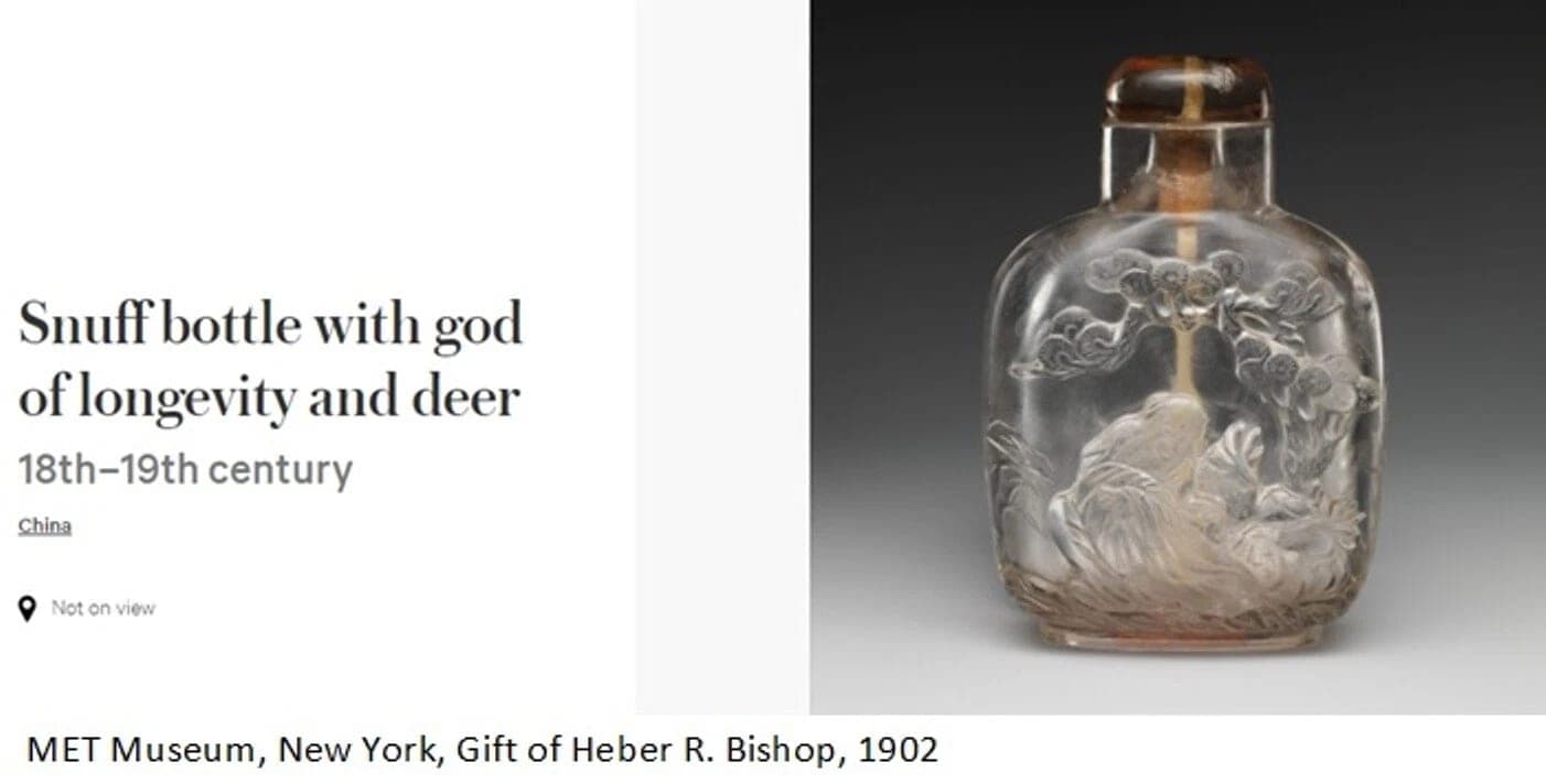 Carved Quartz Crystal Snuff Bottle - God of Longevity - 18/19th C. photo 8
