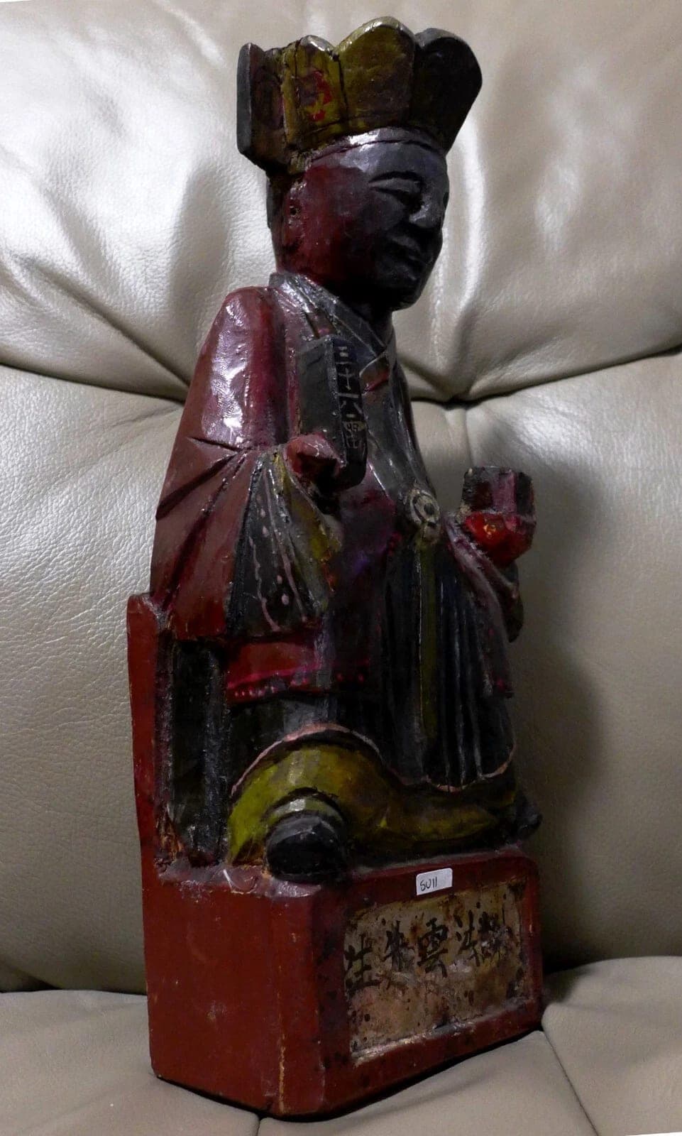 Chinese Wooden Polychromed Figure of a Seated Buddha Amitayus, 19th C. photo 4