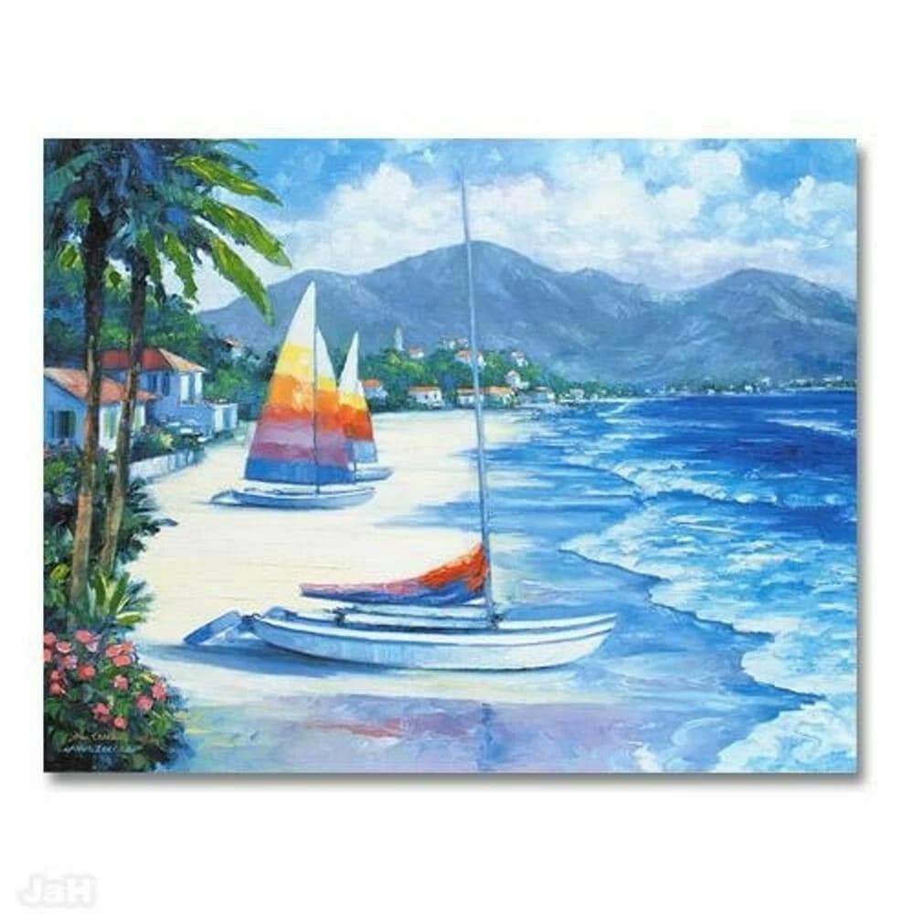 John Zaccheo, Tropical Breezes, Embellished Canvas Giclee, Limited Ed, COA photo 2