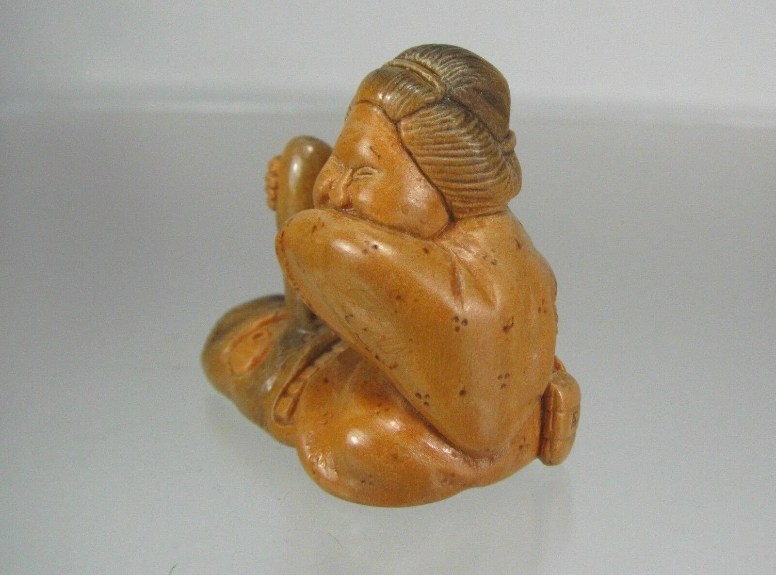 ALEXANDER DERKACHENKO, Contemporary Boxwood Netsuke, "Okame with Tengu Mask" photo 4