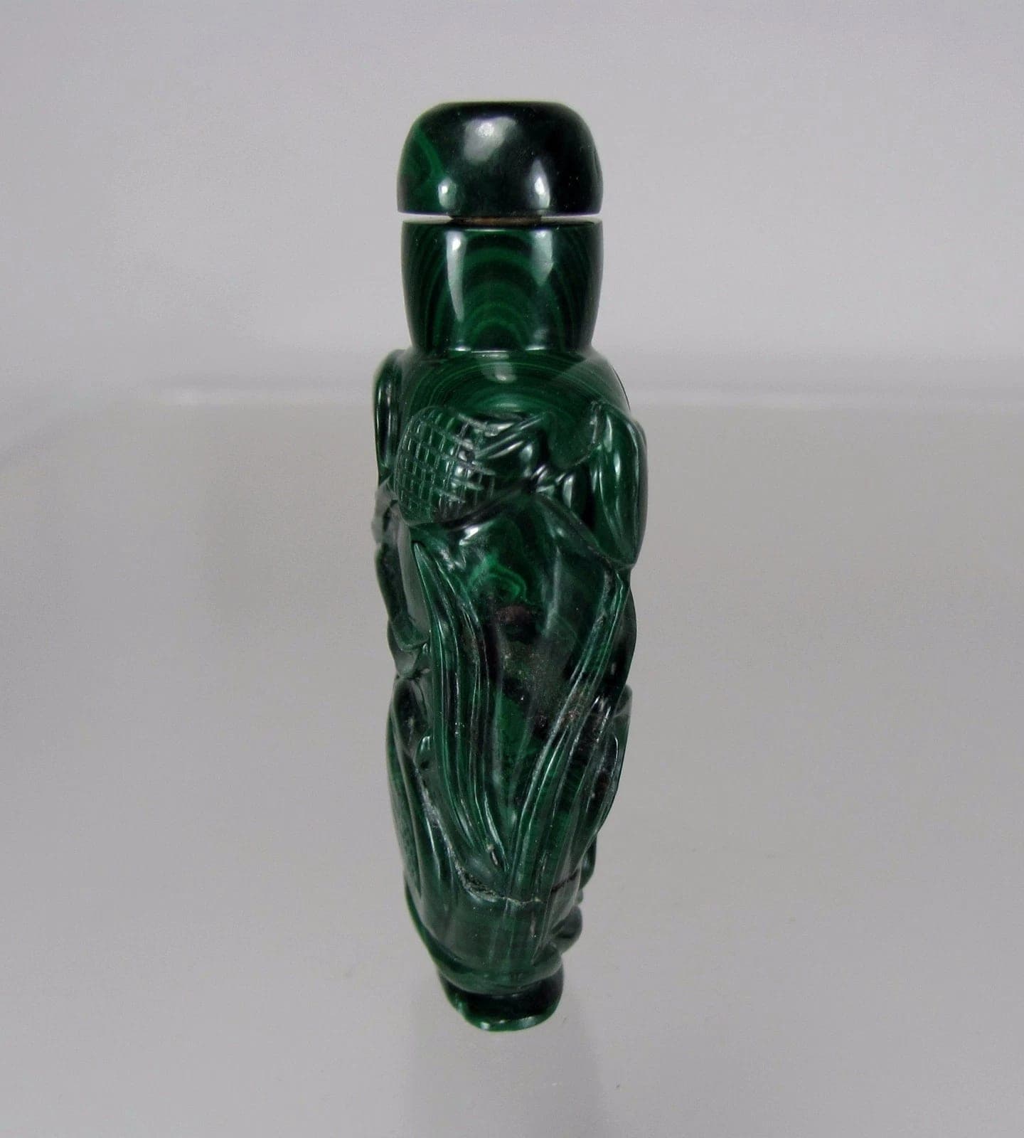 Antique Carved Malachite Snuff Bottle photo 6