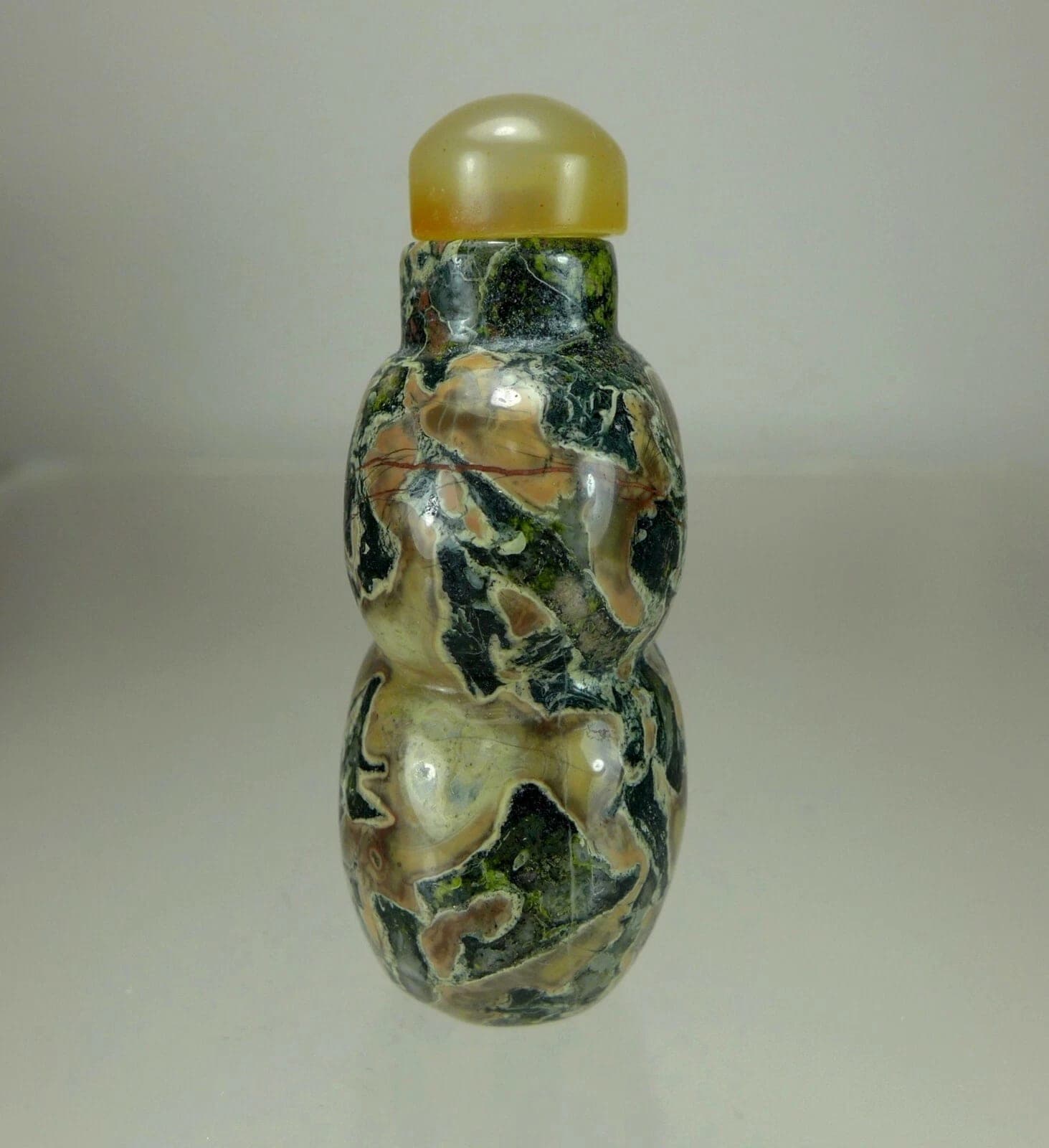 EXTREMELY RARE, DOUBLE-GOURD, CONGLOMERATE PUDDINGSTONE SNUFF BOTTLE photo 3