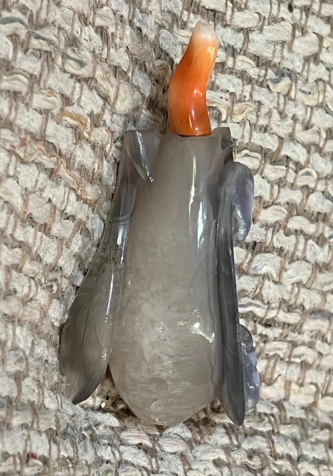 19th C. Rock Crystal Carved Snuff Bottle - Gourd, Leaves and Lady Bugs photo 3