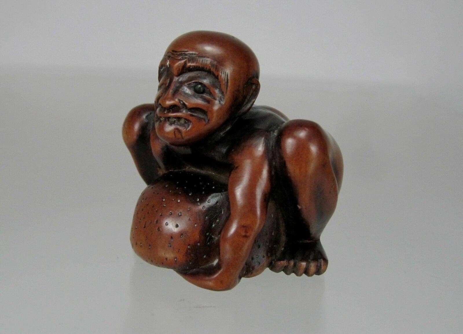 HAKUDOSAI, 19th C. Japanese Boxwood Netsuke: Totsuka Beggar photo 3
