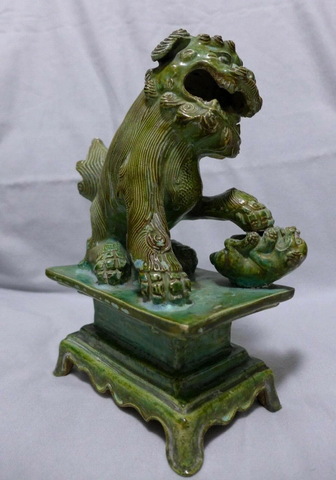 Song Dynasty (960-1279) - Buddhist Bronze-Green-glazed Ceramic Foo Dogs photo 5