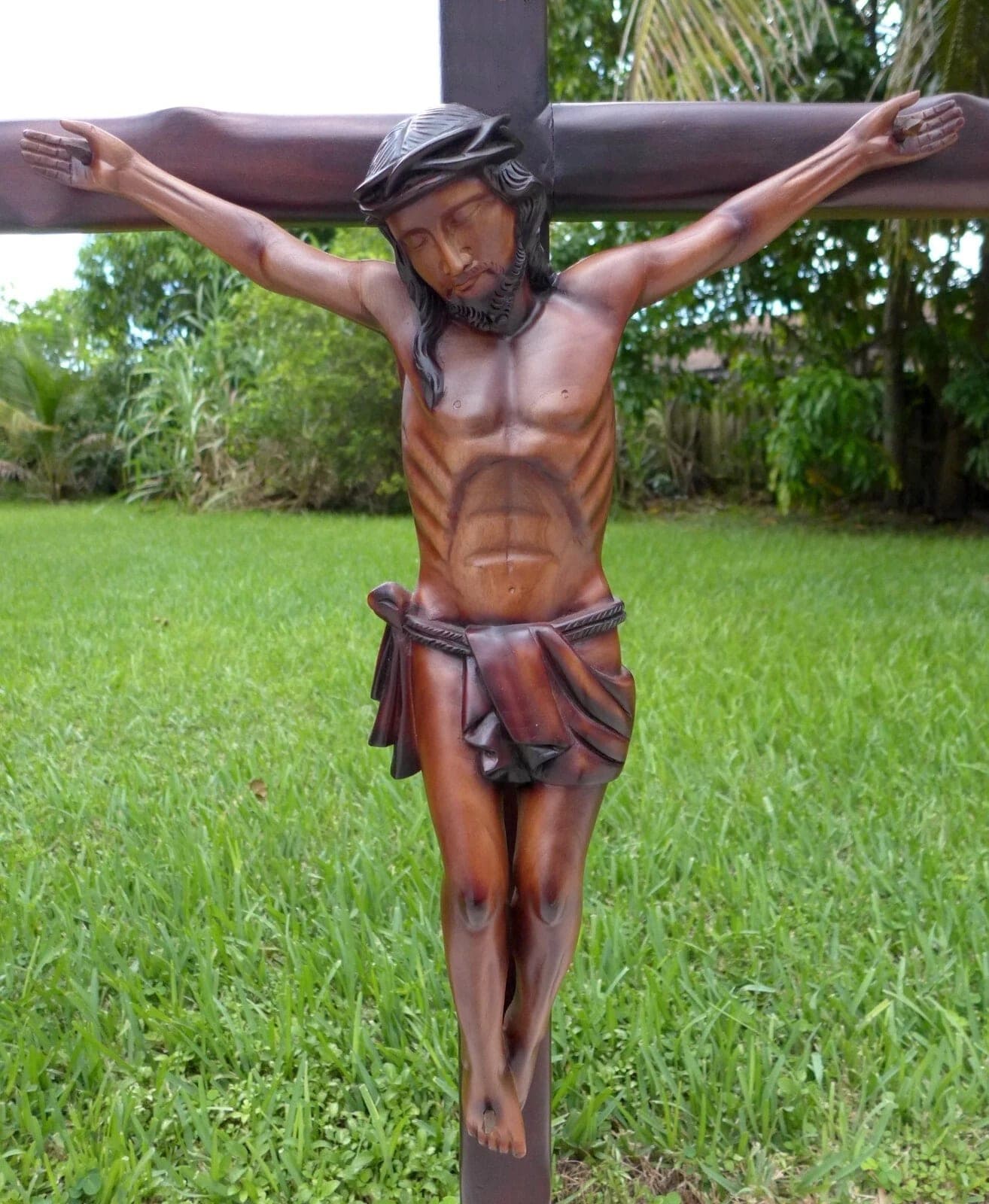 Superbly Carved,  Very Large (45"),  Wooden Sculpture of Christ - Crucifix photo 2
