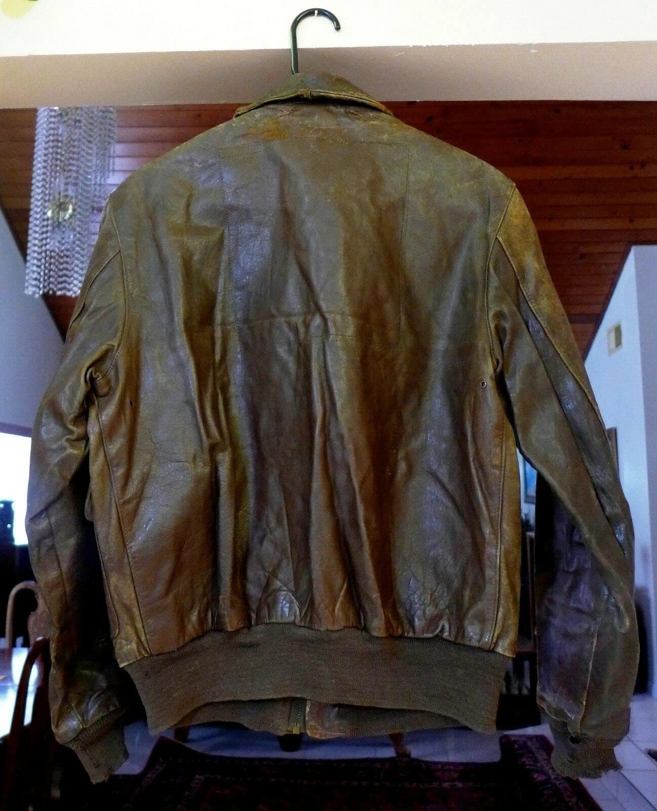 WWII Original US Army Air Corps Named A-2 Flight Leather Jacket, USED photo 2