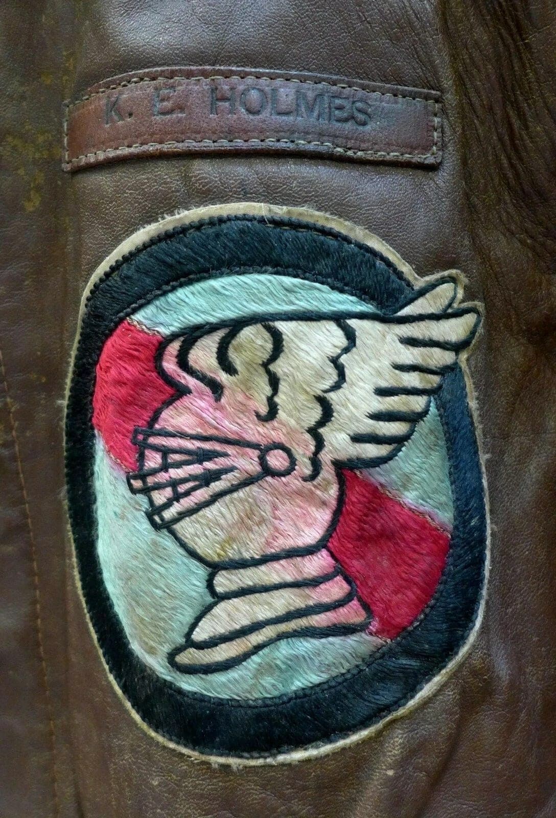 WWII Original US Army Air Corps Named A-2 Flight Leather Jacket, USED photo 3