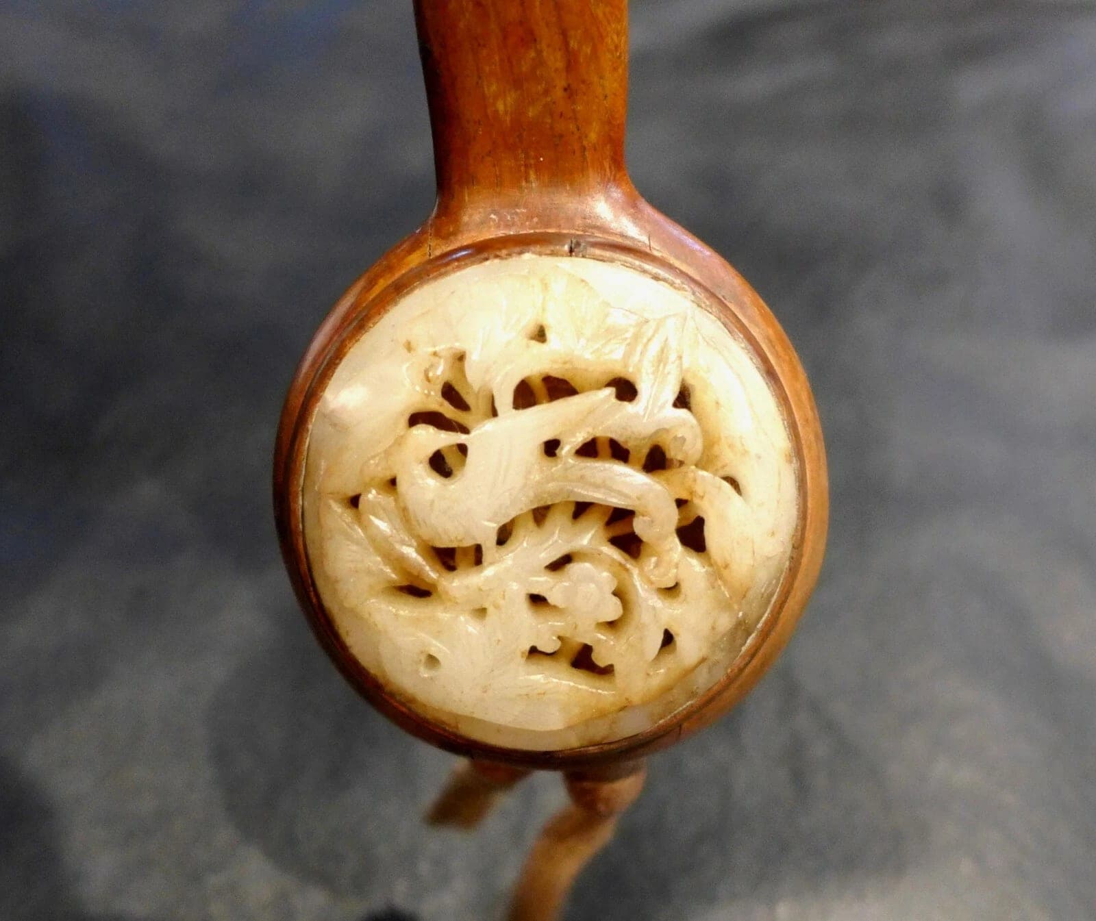 Zitan Wood Ruyi Scepter with Pheasant Jade Plaques - Ming Dynasty photo 6