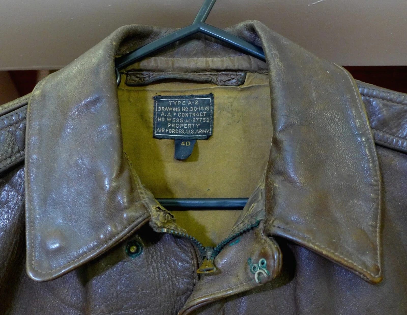 WWII Original, Most Complete, US Army Air Corps Named A-2 Flight Leather Jacket photo 4