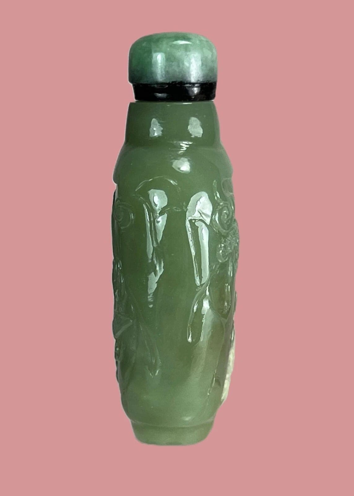 19th Century Carved Celadon Jade SNUFF BOTTLE, Buddha photo 5