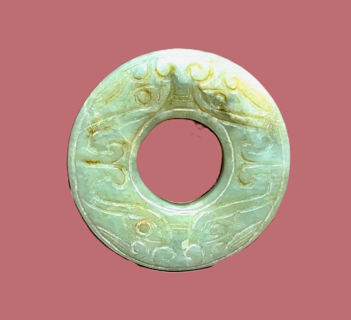 CHINESE Han Dynasty  (206 B.C.–220 A.D.) Jade Bi Ritual Disk Pendant