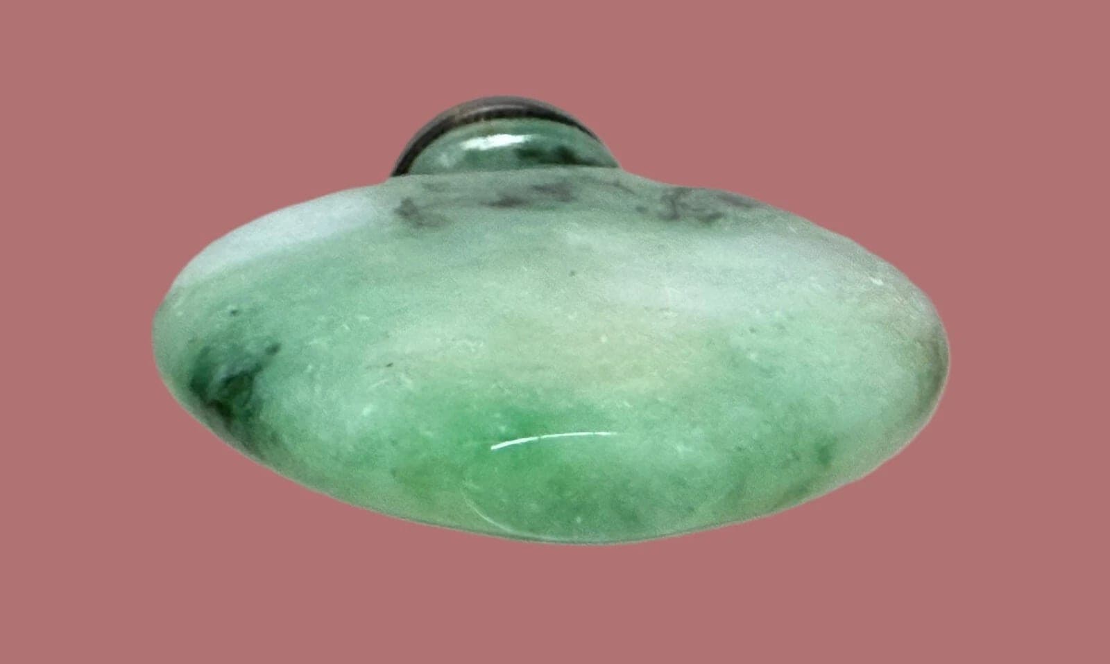 18th Century Apple Green & Gray Jade SNUFF BOTTLE, Spade Shaped photo 6