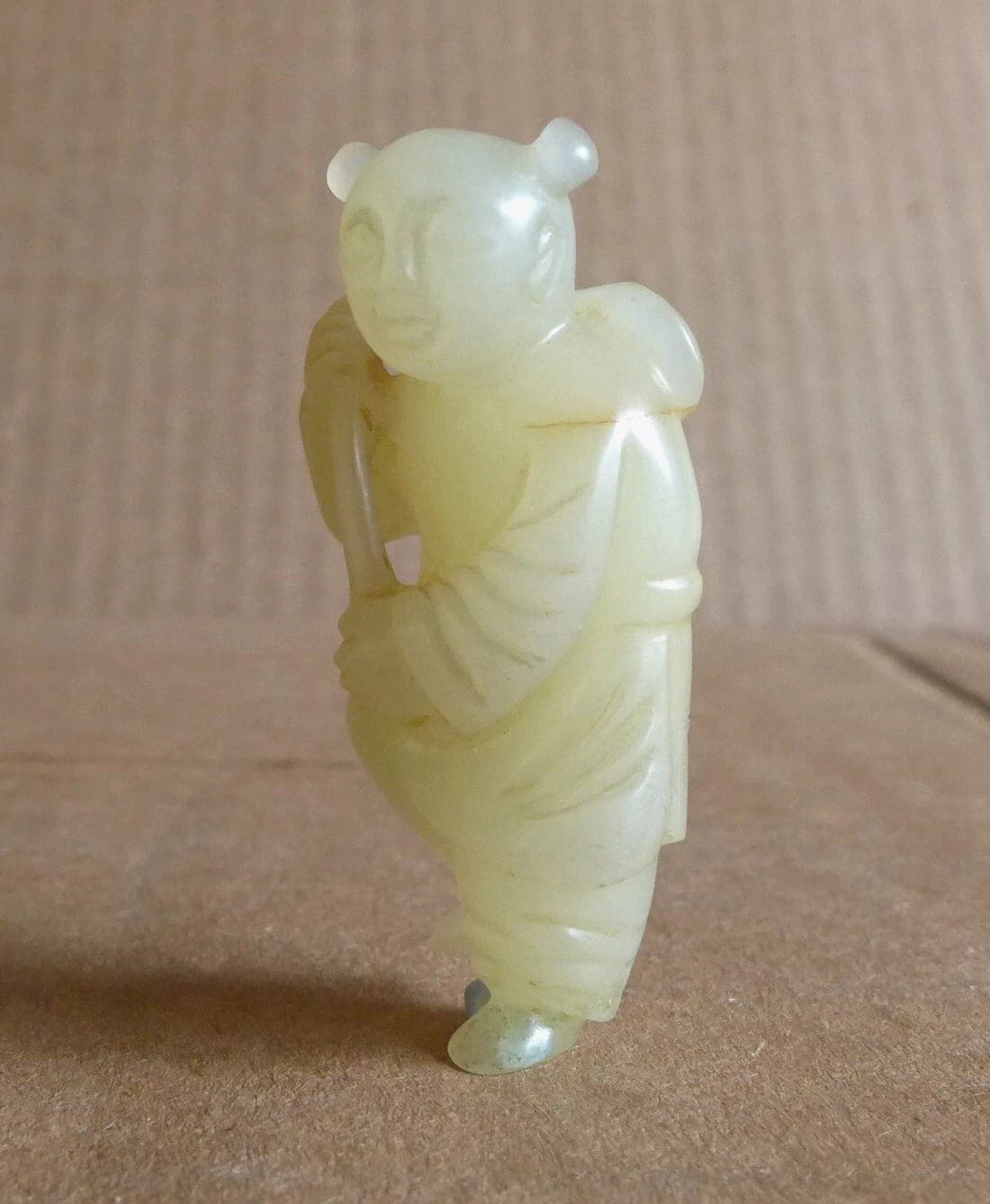 Antique Celadon Jade Carving of a Boy photo 3