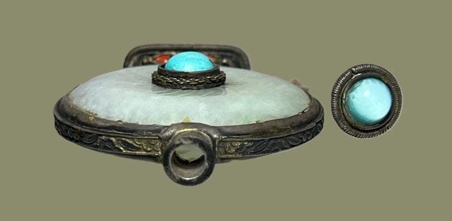 19th Century Carved Jade and Silver Snuff Bottle photo 7