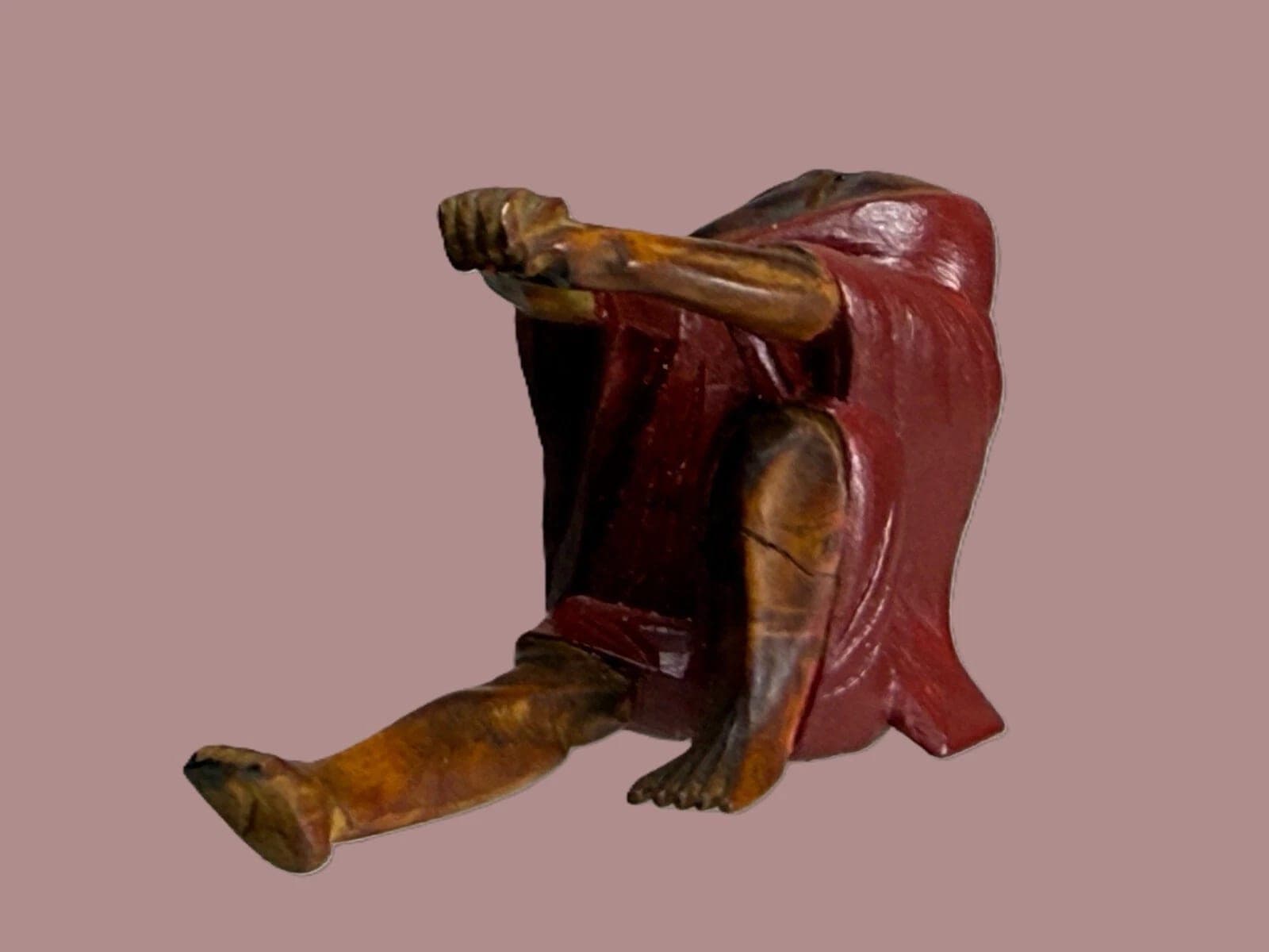 19th C. Japanese Boxwood Netsuke: Daruma in Red Robes photo 4