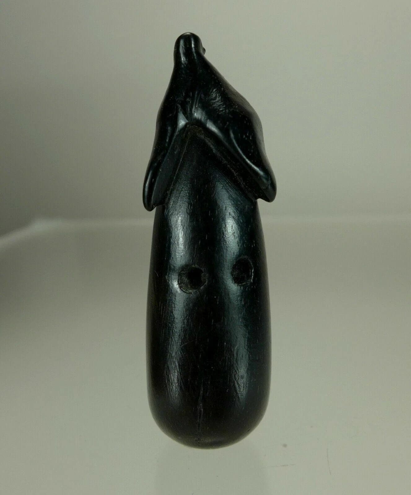 19th C. Japanese Iwami School Ebony Netsuke: Nasube (Aubergine)