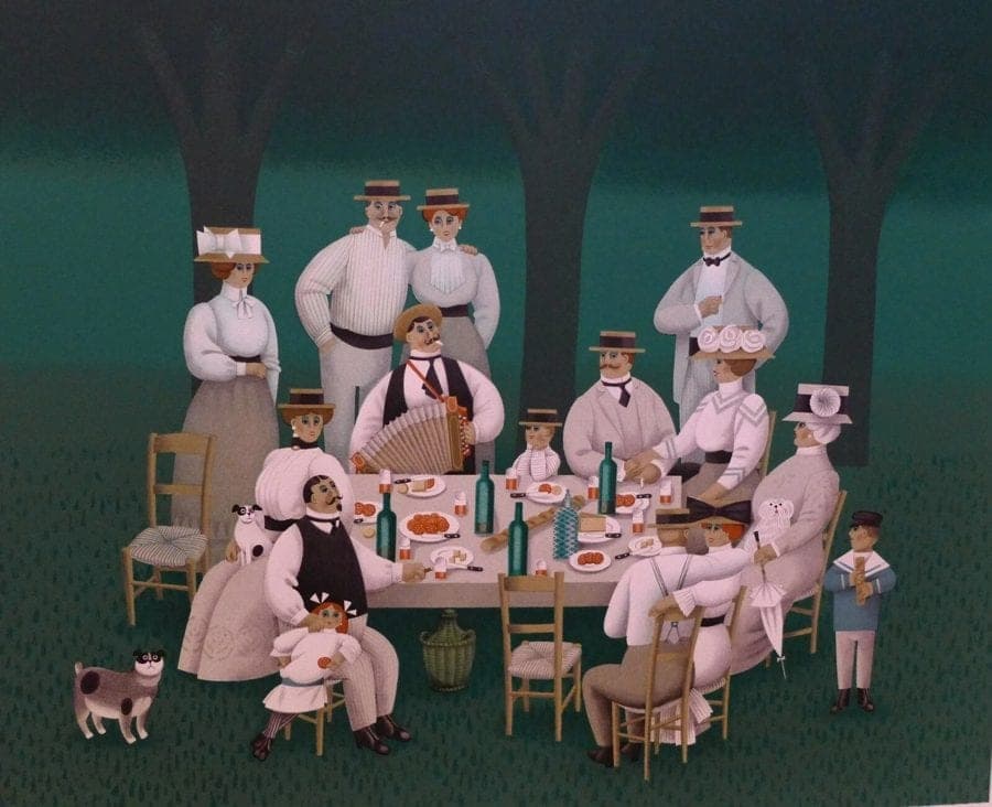 JAN BALET, "Picnic in 3/4 Time, Hand-signed & Numbered Color Lithograph on Stone