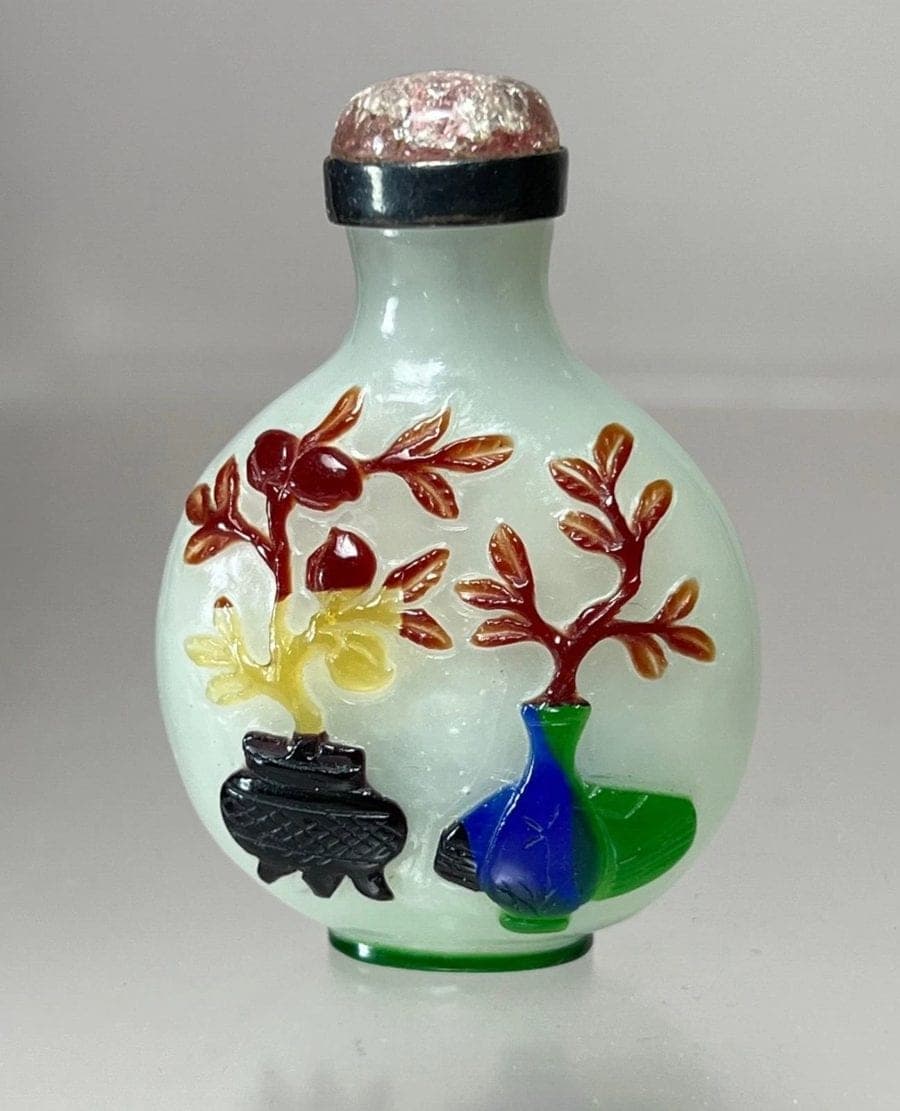 18th/19th C. Five-Colored Layered Glass Snuff Bottle, Qing Dynasty