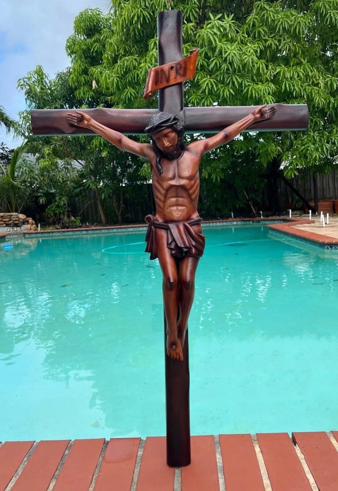 Superbly Carved, Very Large (45"), Wooden Sculpture of Christ - Crucifix