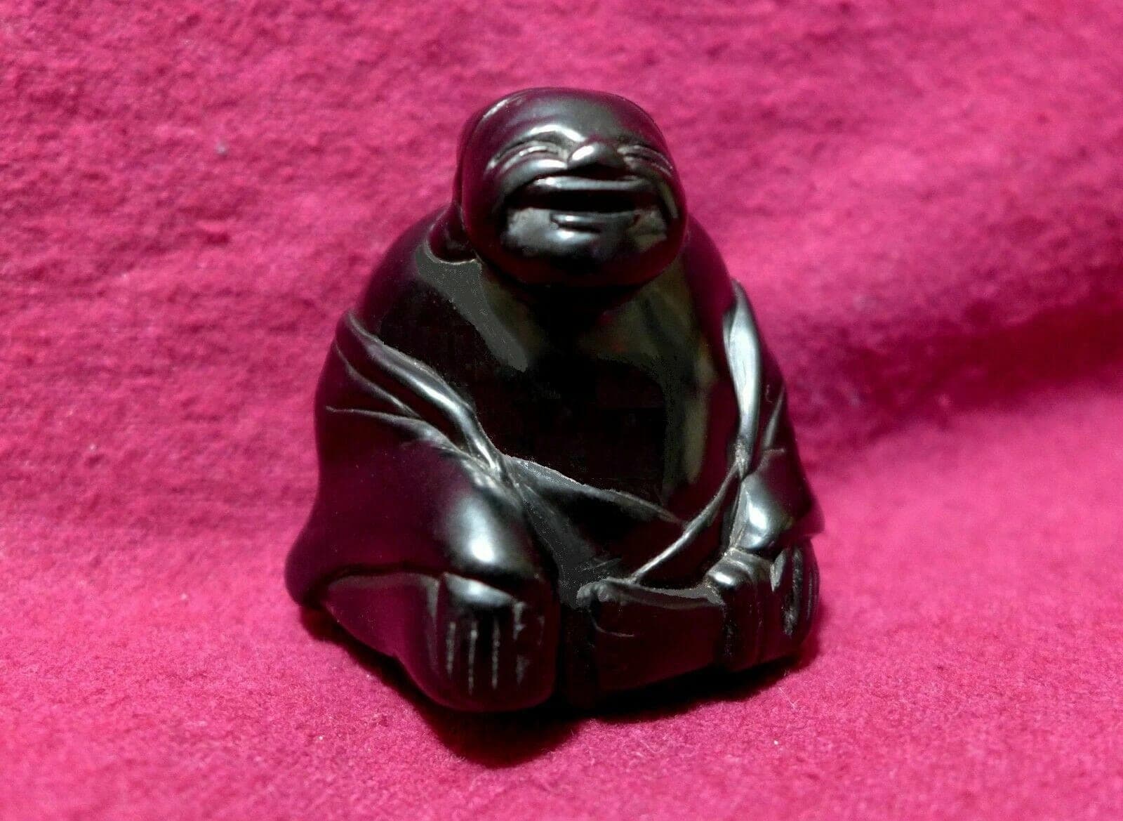 Late 18th C., Early 19th C. Japanese Iwami School Kurogaki Netsuke: Hotei