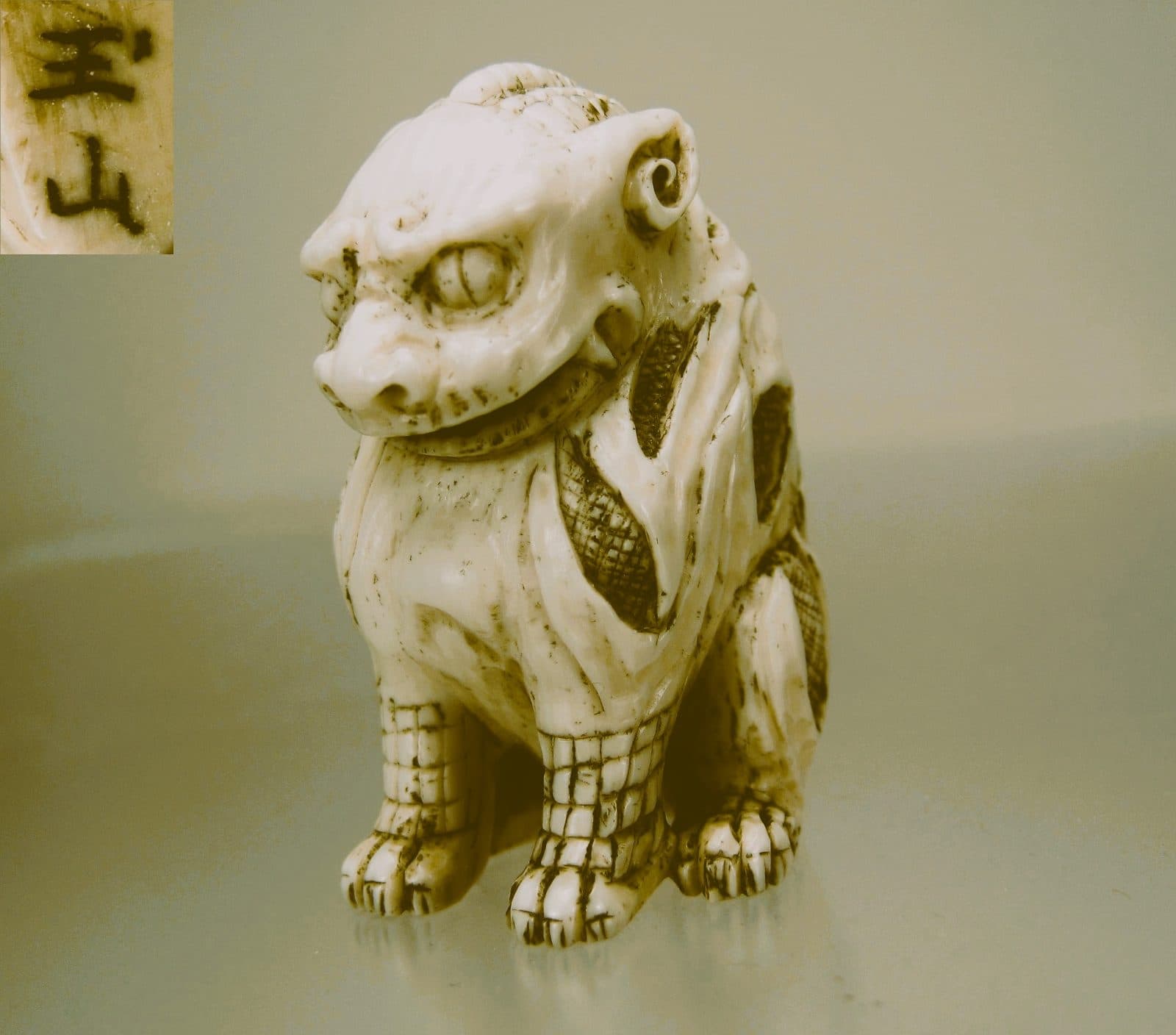 Mid-19th Century Japanese Netsuke: Hakutaku by Gyokuzan