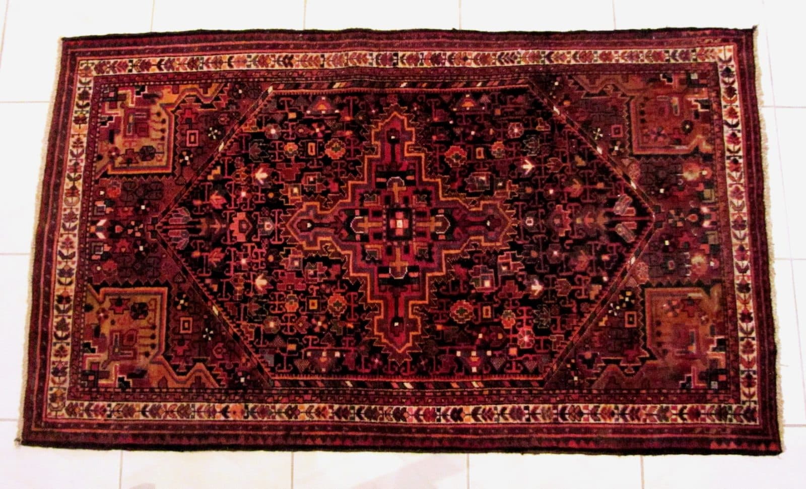 Antique Persian Bidjar Heriz Serapi Hand Knotted Rug, Circa 1920